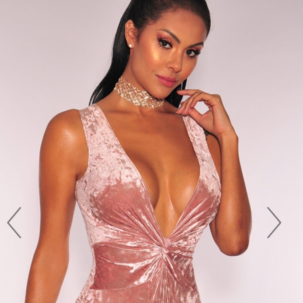 Blush Knotted Velvet Bodysuit